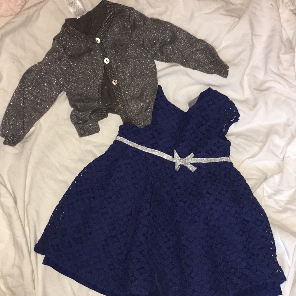 Navy dress with matching cardigan
